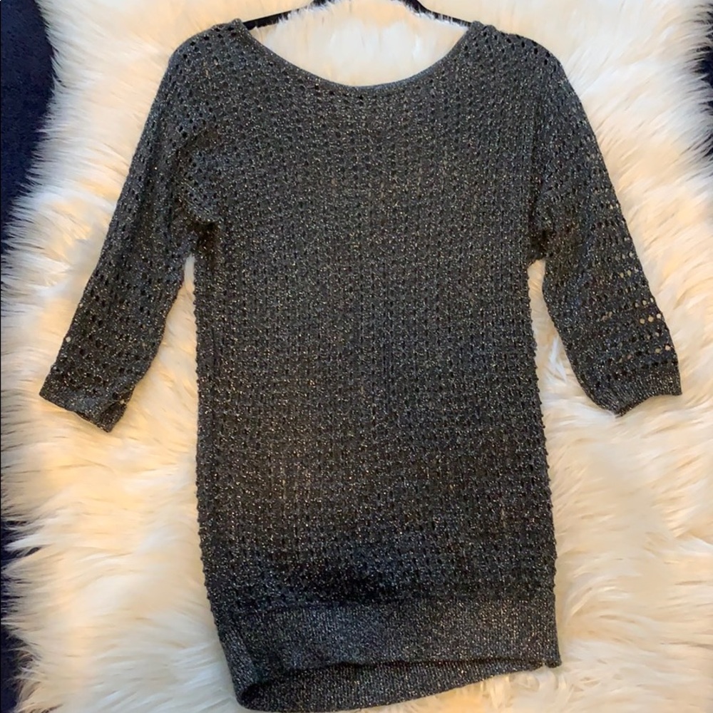 Silver & Gray Tinsel Holiday Sweater